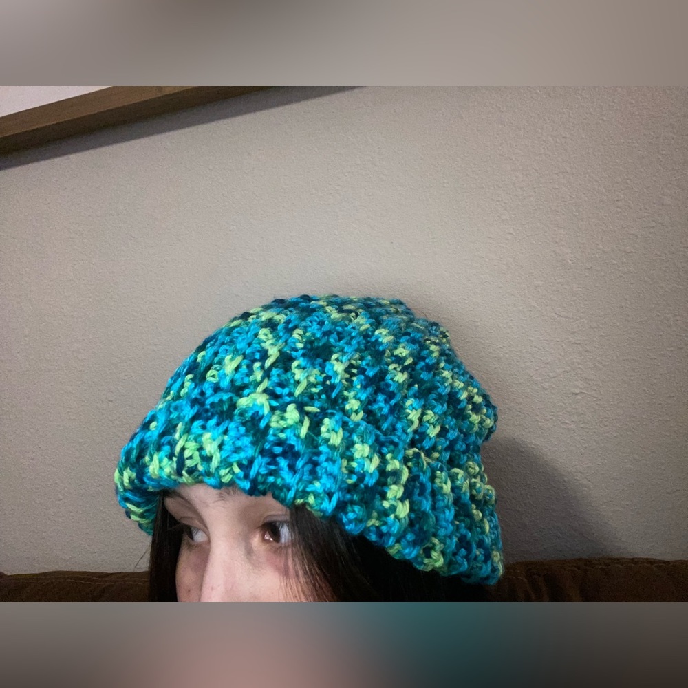 multicolor crochet beanie